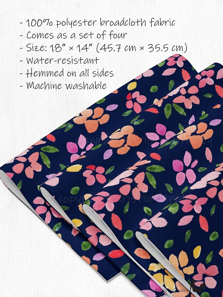 Spring Flowers on Navy Blue Placemat Set of 4 product image (2)