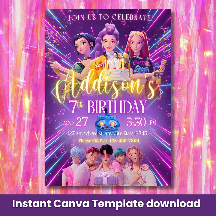 K-Pop Demon Hunter Birthday Invitation product image (1)