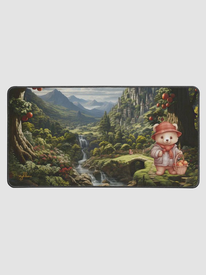 The Enchanted Orchard: A Bear's Harvest Neoprene Desk Mat | Bring Magic to Your Workspace product image (1)