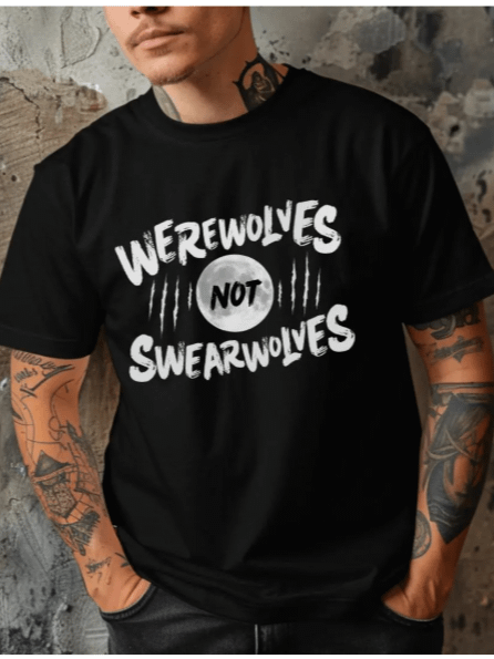 Werewolves Not Swearwolves Funny Graphic Tee - Cult Comedy Inspired Wolf Pack Shirt for Horror Fans & Movie Buffs product image (3)