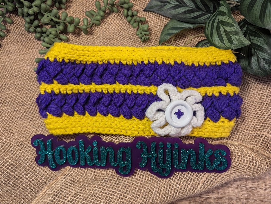 Braided Blossom Ear Warmer - Purple/Yellow product image (1)