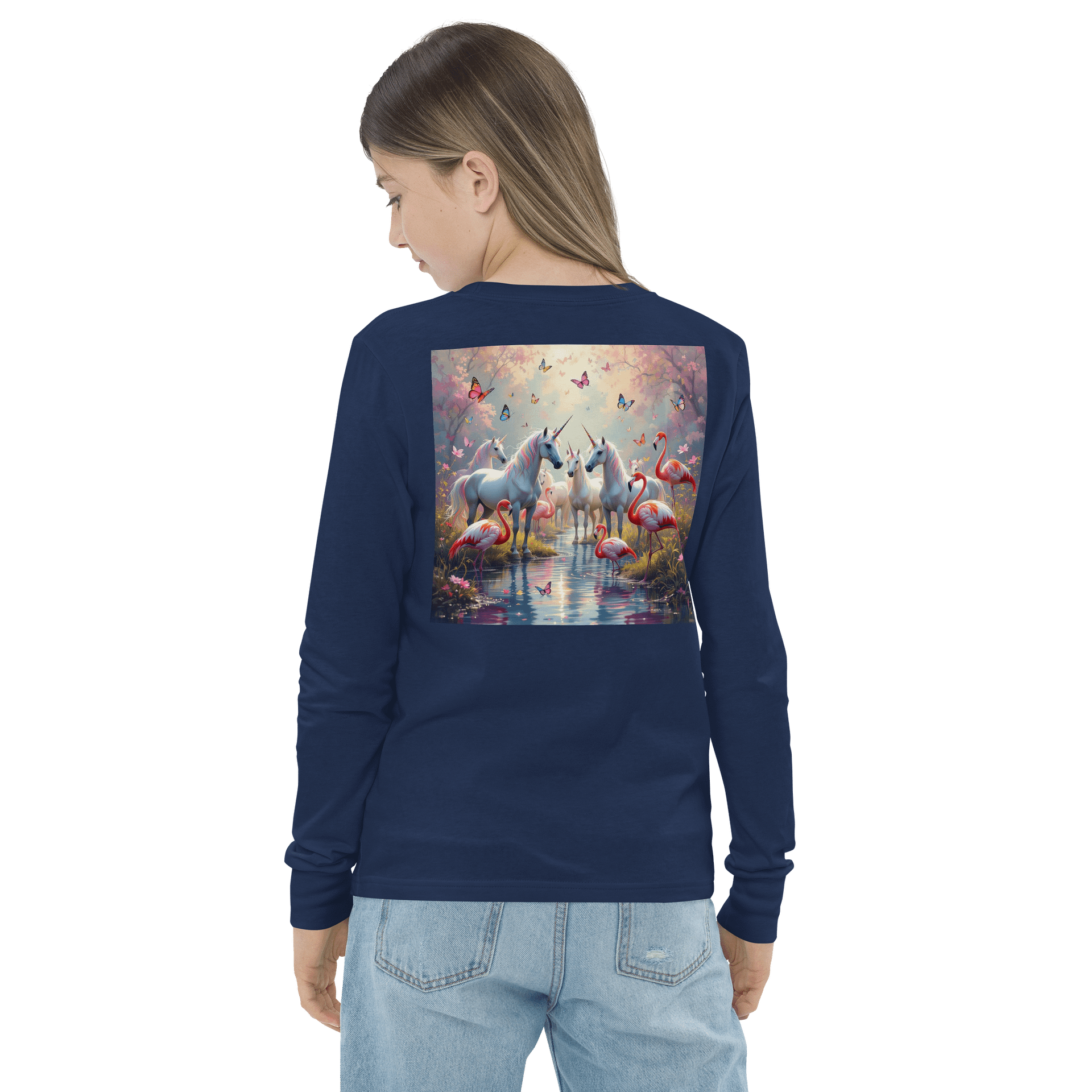 Enchanted Unicorn and Flamingo Youth T-Shirt product image (8)