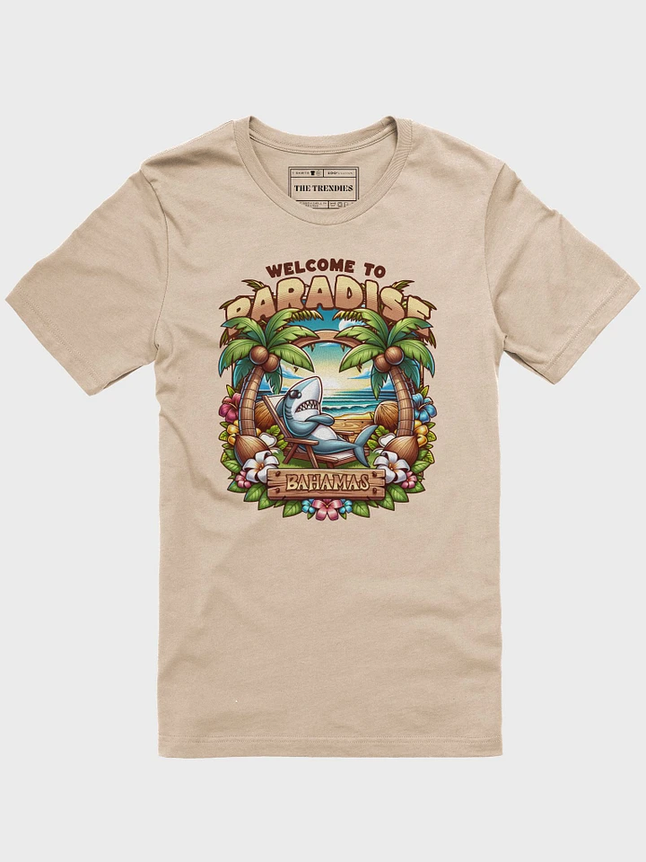Welcome to Paradise Bahamas Beach T-Shirt | Tropical Shark Design product image (1)