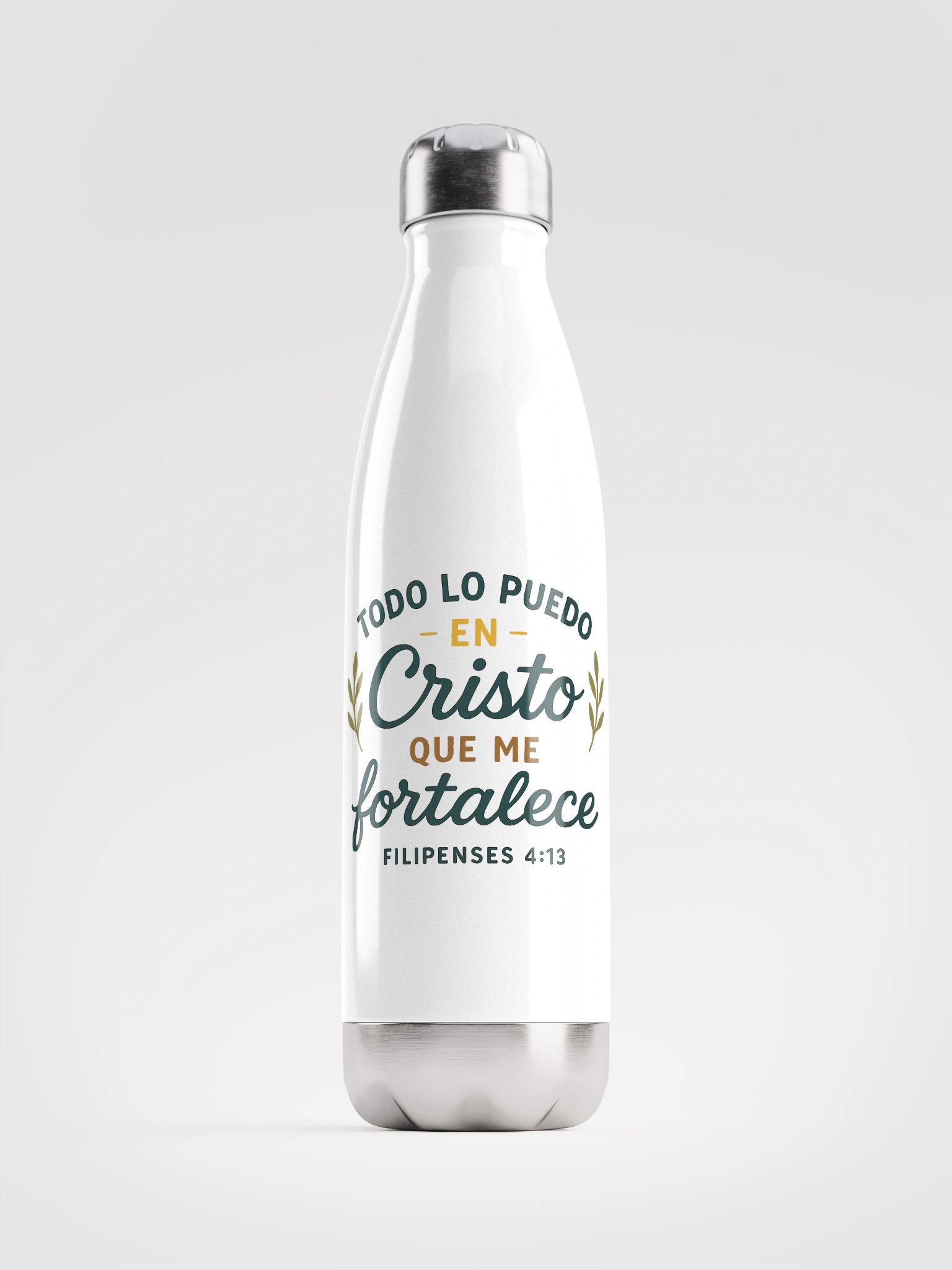 Insulated Water Bottle Cristiana – “Todo lo puedo en Cristo” (Filipenses 4:13) – En español product image (1)