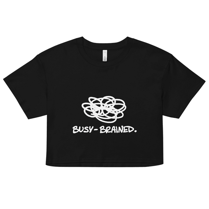 BUSY-BRAINED (white design) printed cotton crop top product image (1)