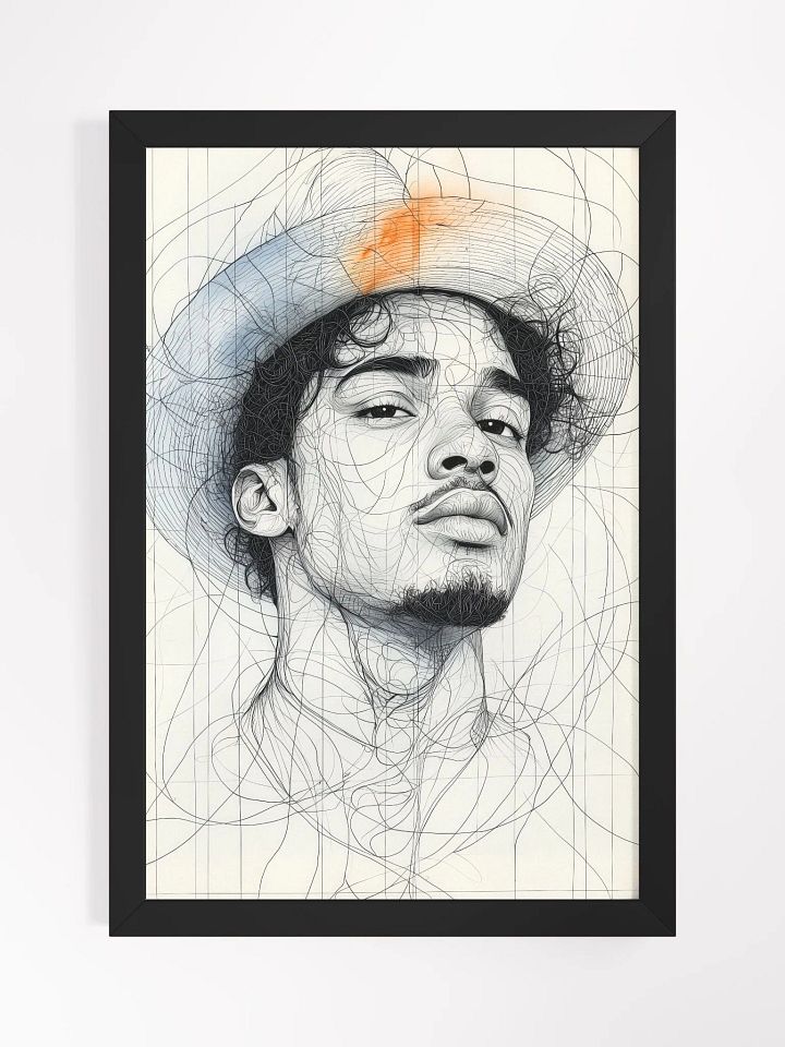 Confident Gaze: Minimalist Portrait of a Young Man in a Hat product image (1)
