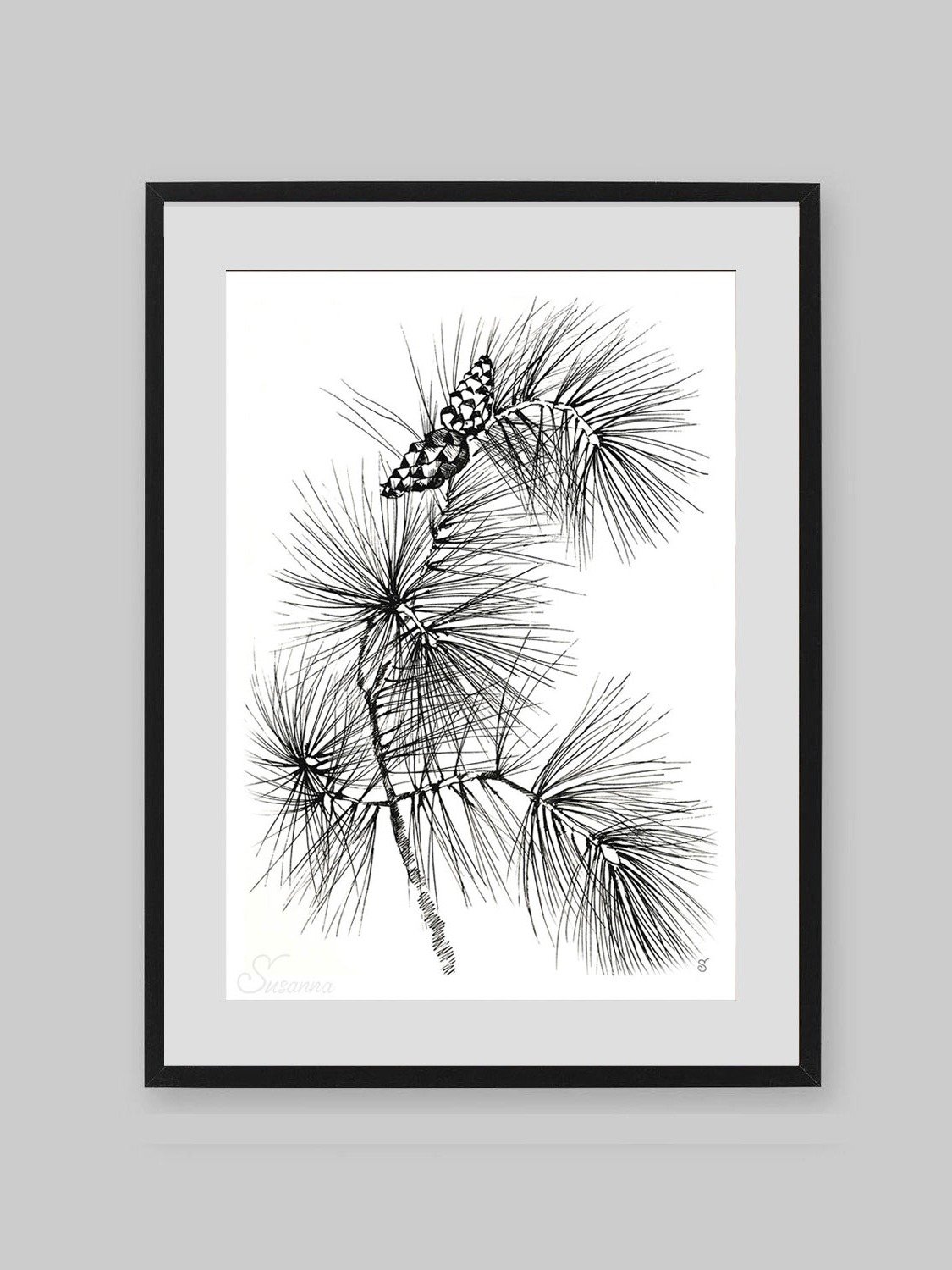 Pine Branch Serenity Poster - Pine Branch and Cones product image (20)
