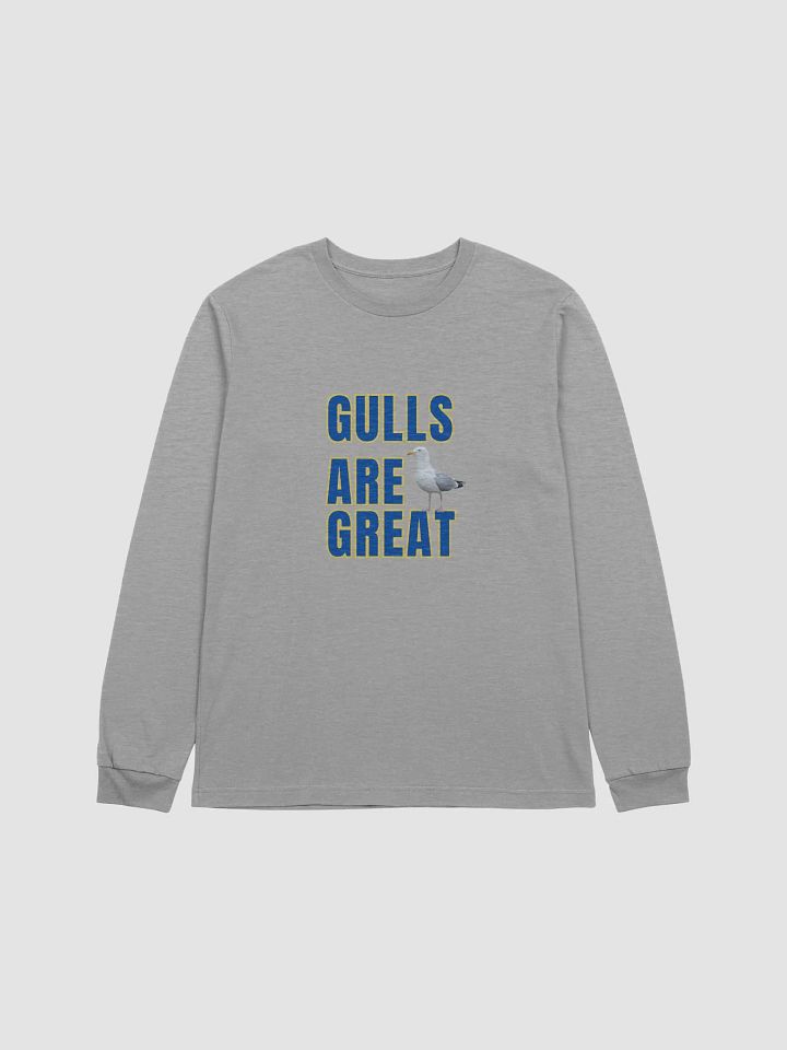 GULLS ARE GREAT Long Sleeve T-shirt with Blue Text product image (5)