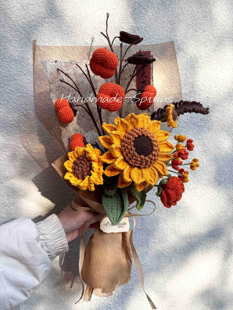 Sunshine Persimmon Rhythm Crochet Knit Bouquet product image (3)