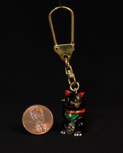 Maneki Neko Luck Cat Keychain - Black Color Japan Charm product image (2)