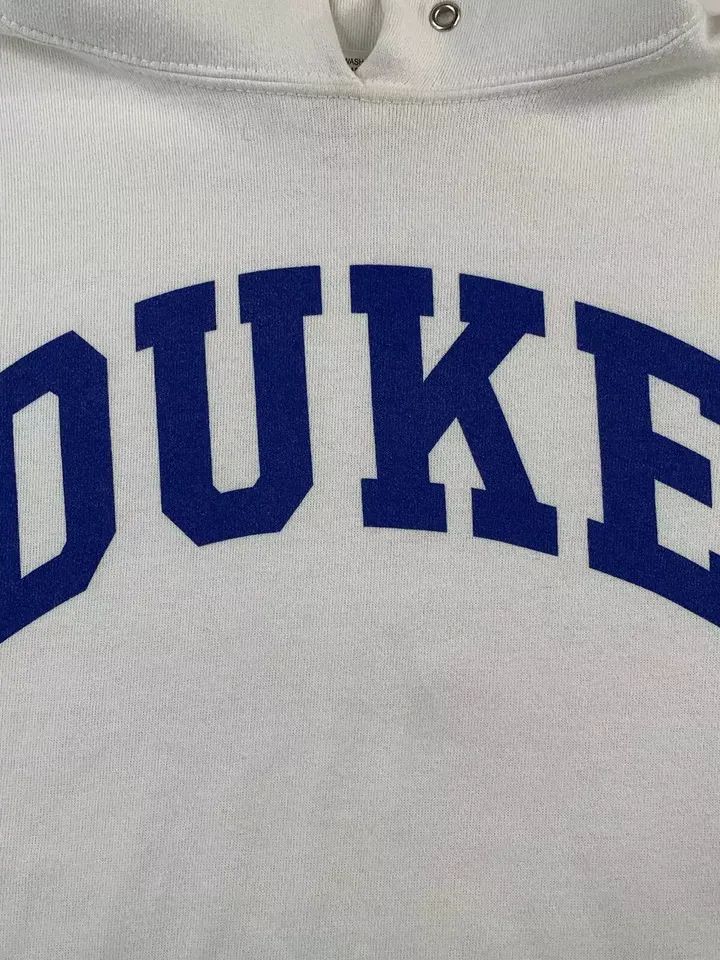 VTG 90'S Duke White Cotton Spell Out Hoodie cotton Exchange Made USA product image (4)