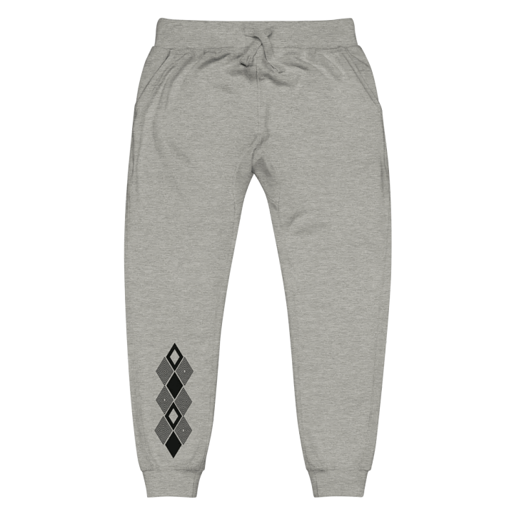 Black and white triangle design fleece joggers product image (1)