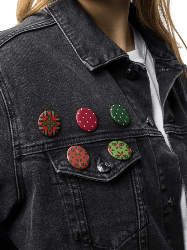 Holiday Pin Set – 5 Vintage-Style Christmas Pins in Red & Green product image (2)