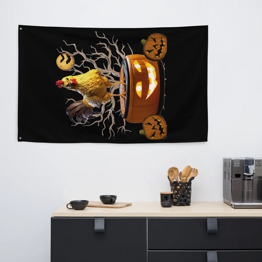 Rooster Rides Again Halloween Flag product image (8)