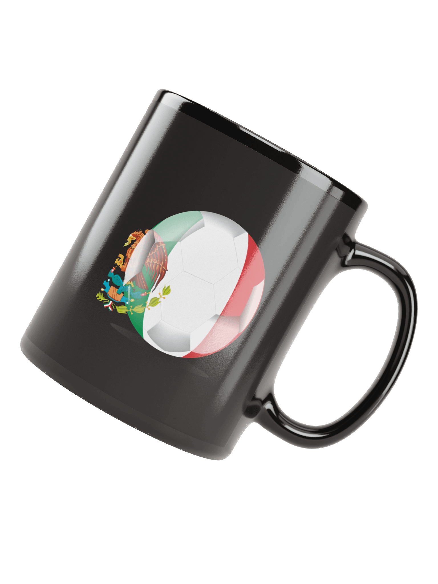 Mexico Flag Soccer Ball Black Coffee Mug (Double Sided Print) product image (7)