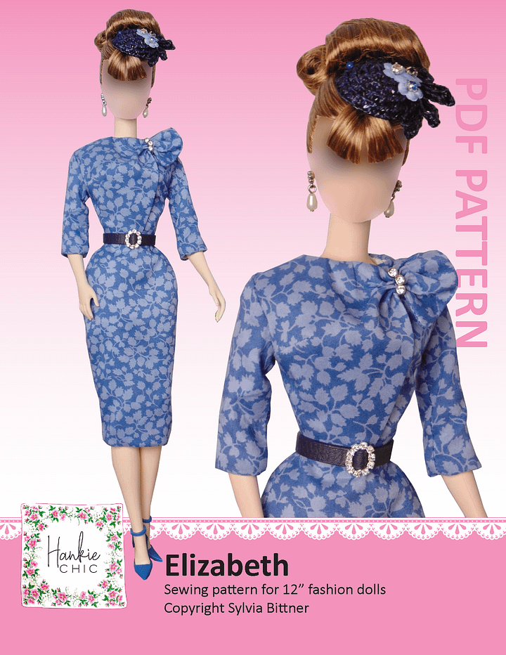 Elizabeth sewing pattern for 12" fashion dolls product image (1)