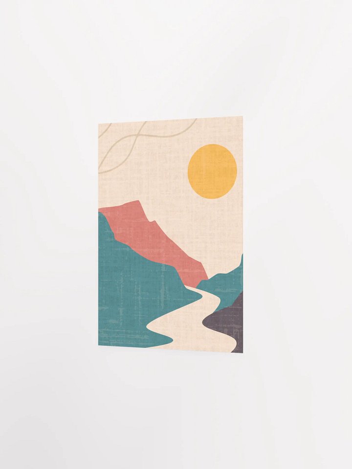 Calming Minimalist Boho Wall Art – Sunset, Hills & Flowing River Print | Modern Neutral Aesthetic Home Decor product image (14)