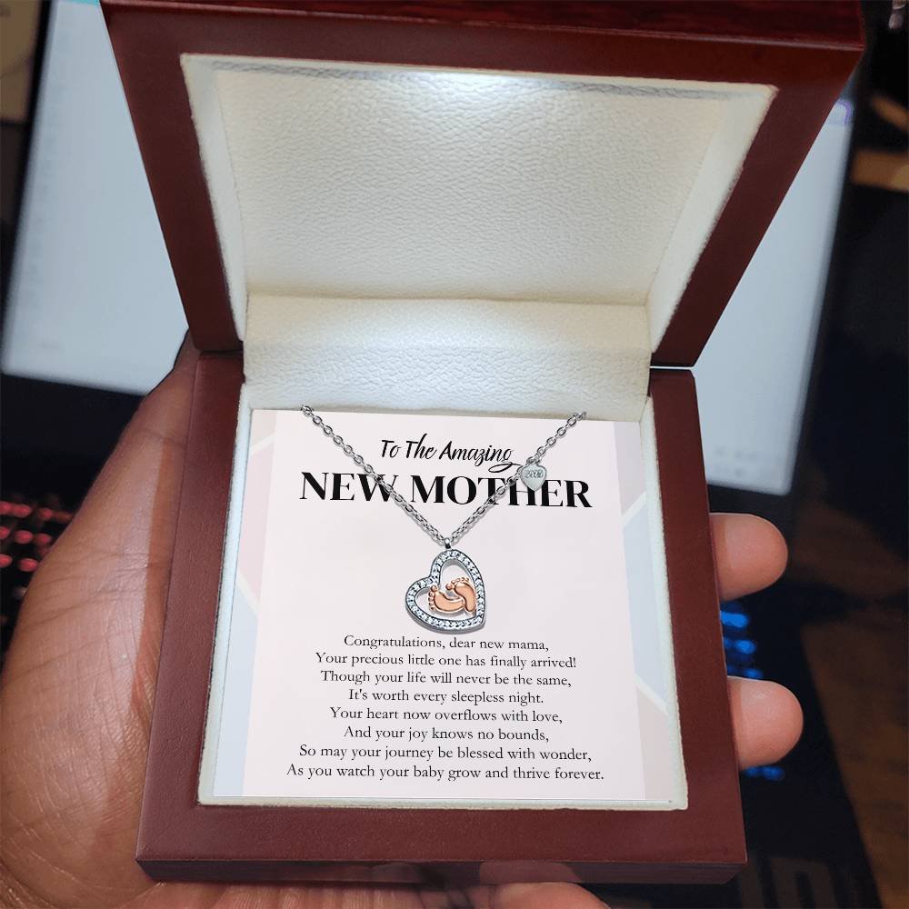 Congratulations New Mama Baby Feet Heart Necklace product image (5)