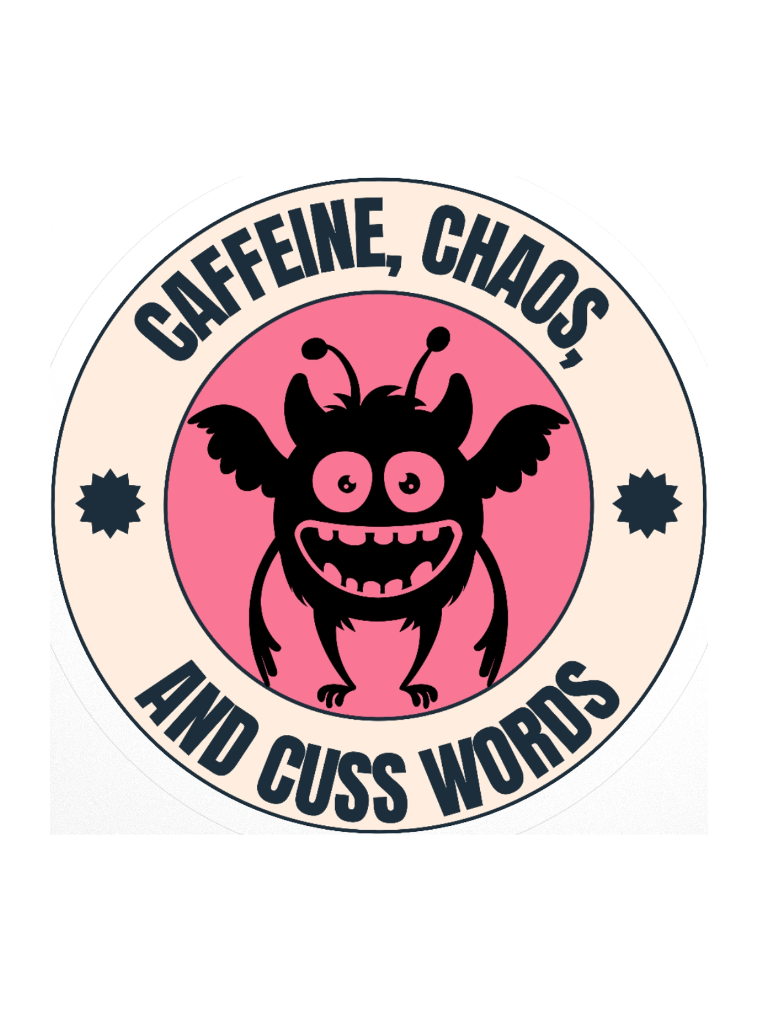 Caffeine, Chaos, and Cuss Words Kiss Cut Sticker product image (1)