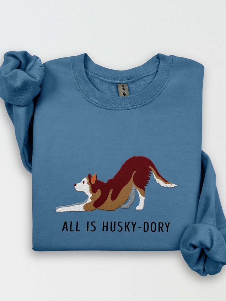 All Is Husky-Dory Sweatshirt (Embroidered) of a Siberian Husky(Red) product image (1)