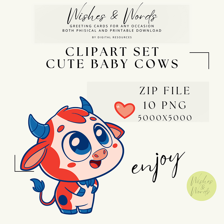 Clipart - Cute Baby Cows product image (1)