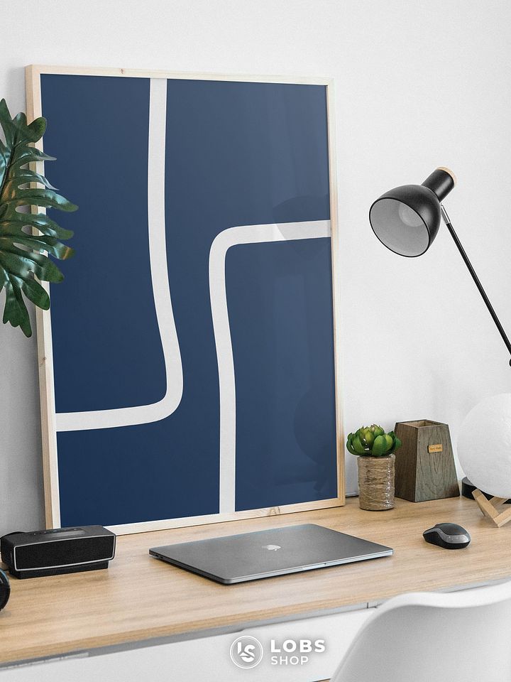 Modern Professionalism Minimalist Lines Printable Wall Art Poster (Navy Blue) product image (1)
