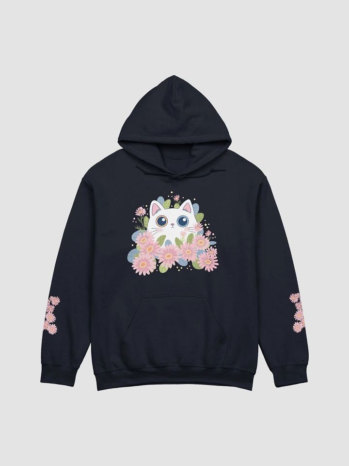 White Cat and Pink Flowers Hoodie product image (2)