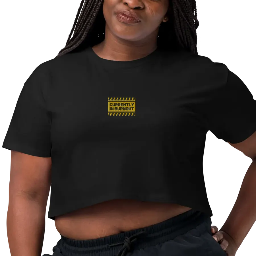 CURRENTLY IN BURNOUT (center) embroidered cotton cropped tee product image (2)