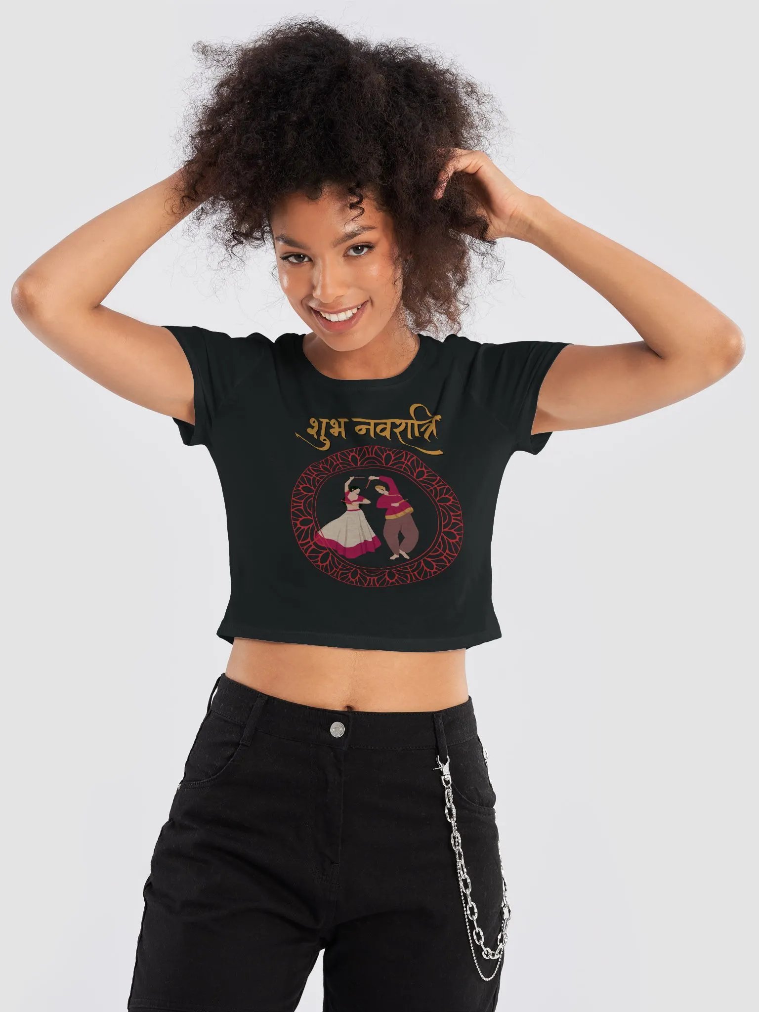 Navratri Women's Crop Tee - Enjoy the festival and Gift for your loved ones product image (1)