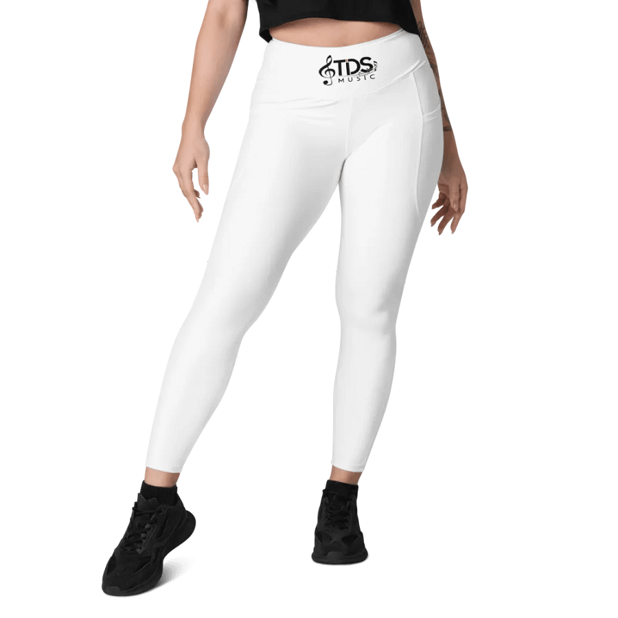 TDS Music Treble Clef Women's White Leggings With Pockets product image (9)