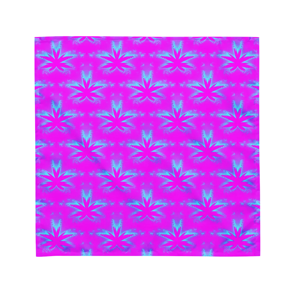Pink Blue Pot Leaf Pattern Bandana, Cannabis Stoner Fashion Accessory product image (1)