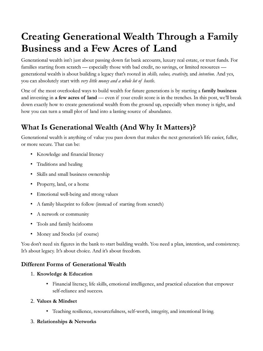 Building Generational Wealth and Legacy From Scratch Workbook product image (2)