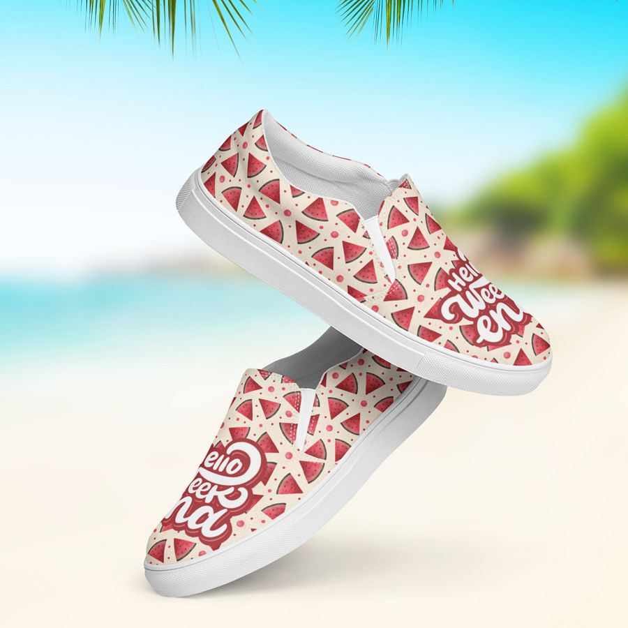 Hello Weekend Watermelon All Over Print Slip On Canvas Shoes product image (8)