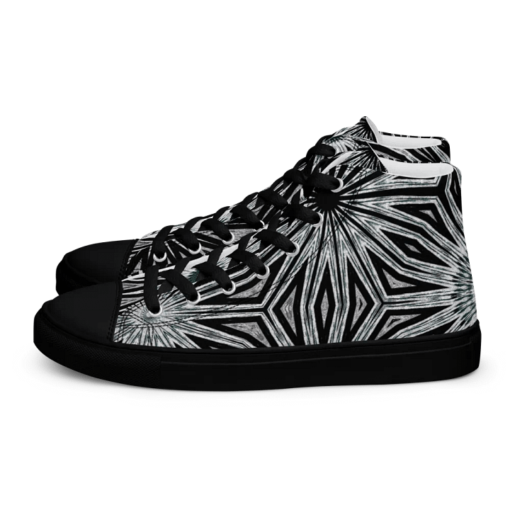 Abstract Dramatic Monochrome Circular Forms Men's Canvas High Top Shoes product image (2)