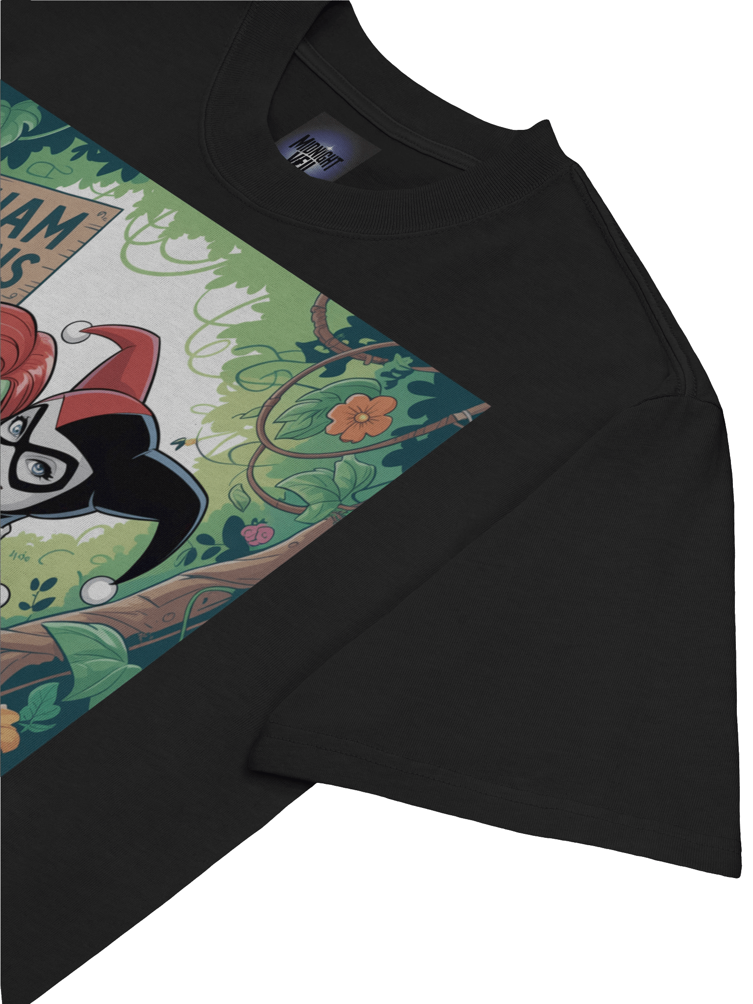Gotham Gardens Embrace: Poison Ivy & Harley Quinn Verdant Vortex Oversized Faded Unisex T-Shirt product image (7)