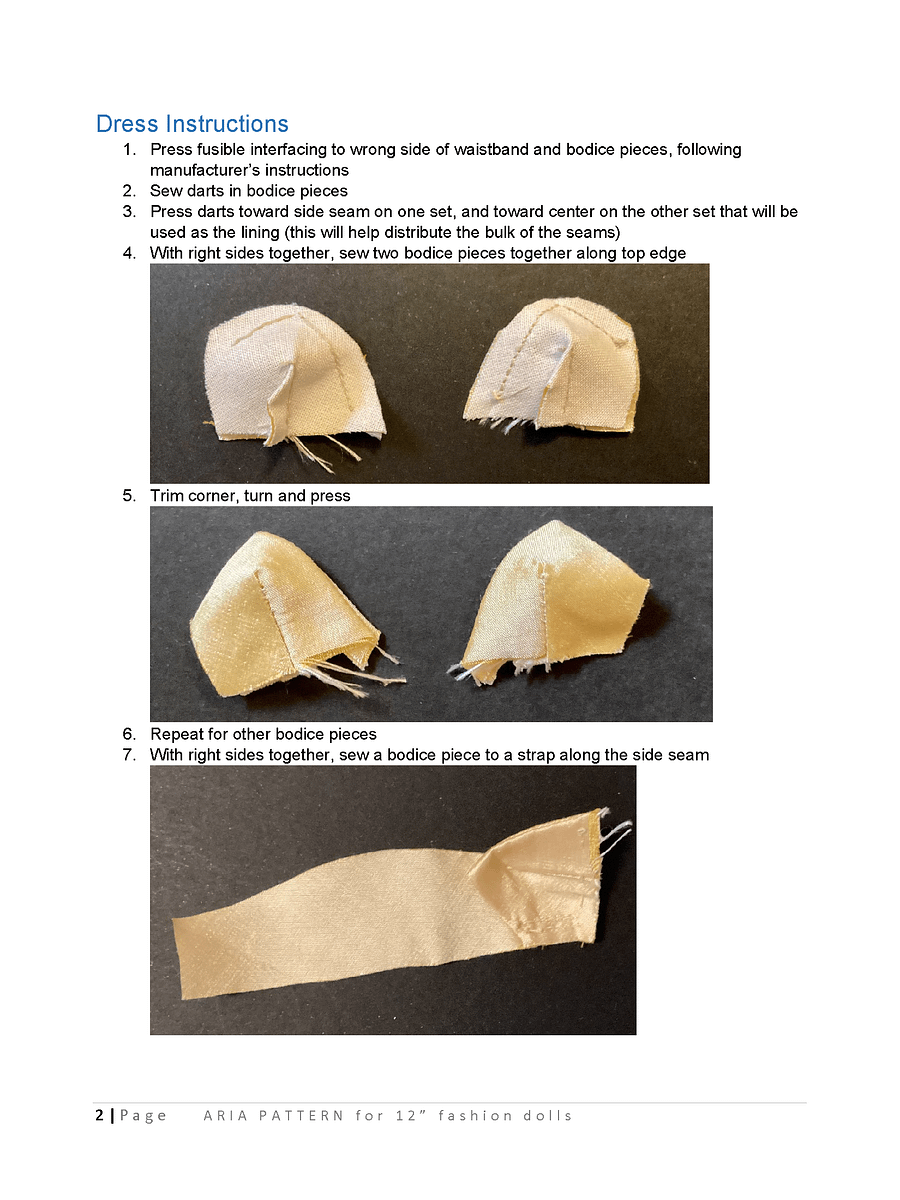 Aria sewing pattern for 12" fashion dolls product image (3)
