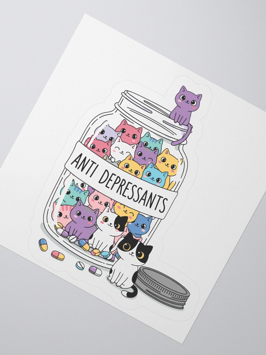 Cute "Anti Depressants" Cat Sticker - Happy Kitty Jar Decal product image (5)
