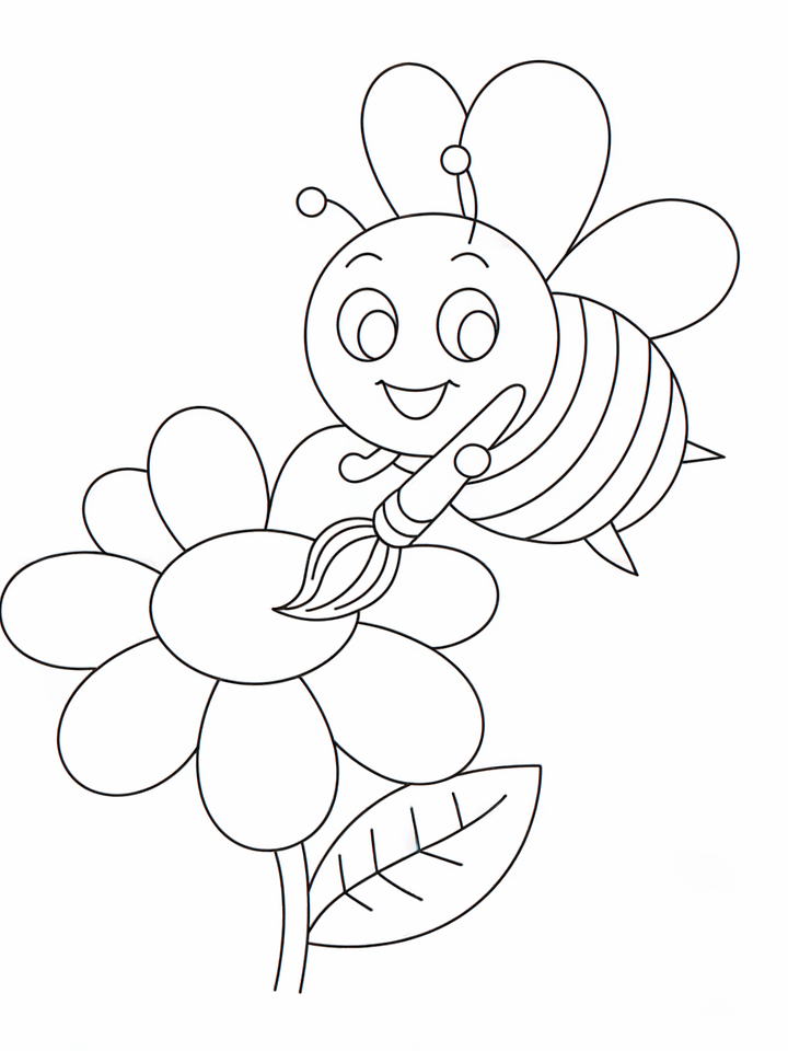 Cute Bee Coloring Pages | 20 Kawaii Bee Designs | Black & White + Colored product image (2)