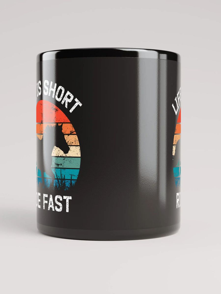 "Ride fast" black glossy mug product image (4)