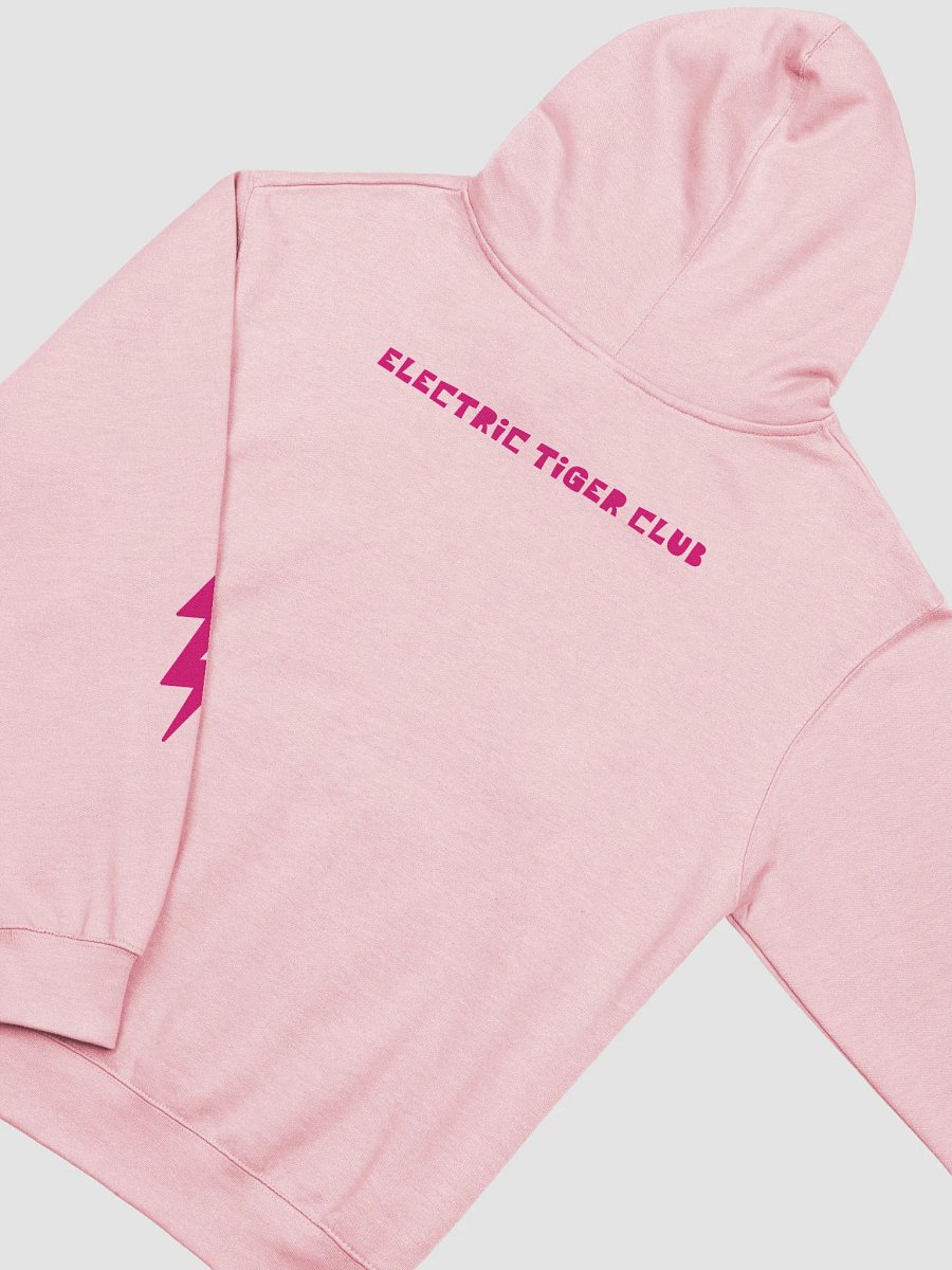 Pink Electric Tiger with Pink Lightning Bolts - Cotton Hoodie with Front Pocket product image (4)