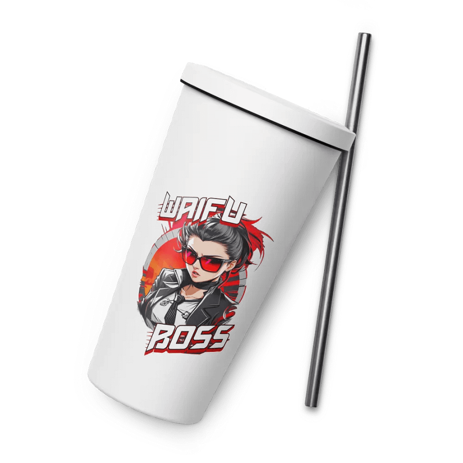 Waifu Boss 20 oz Tumbler Cup - White - Insulated Tumbler with a Straw v1 product image (8)