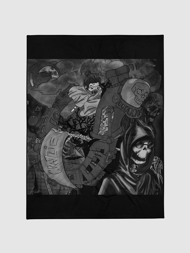 Crazzie Train Throw Blanket (B&W2) product image (1)