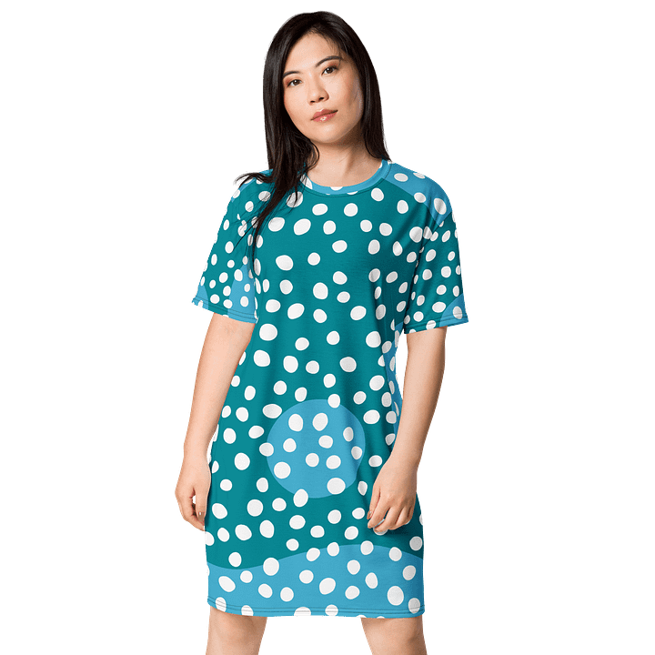 Teal Polka Dot T-Shirt Dress - Oversized & Stretchy product image (1)