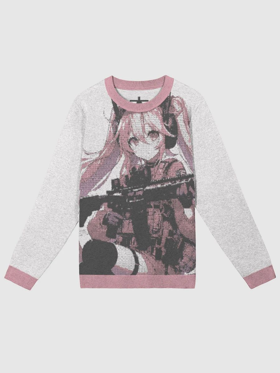 Pink Anime Soldier Girl Knit Sweater product image (5)