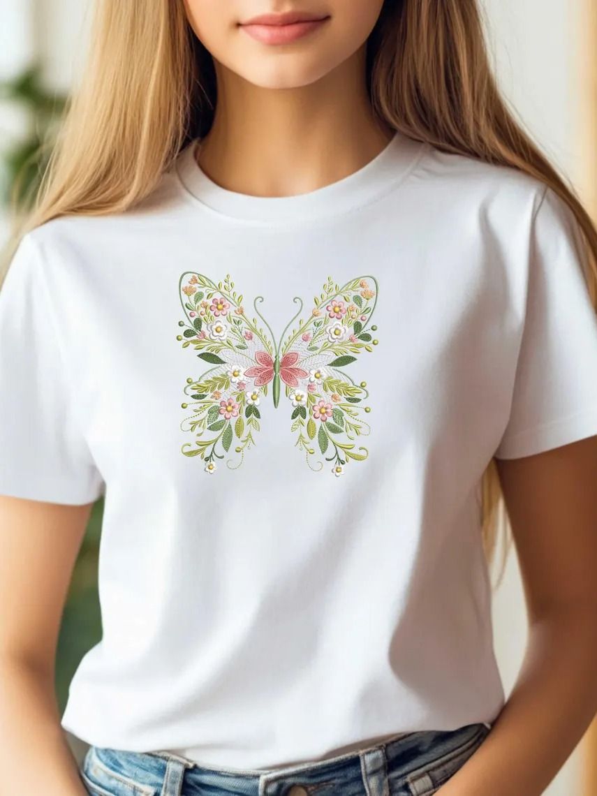 Floral Butterfly Embroidery Design, Machine Embroidery File Insects, Nature Garden Wings Pattern, Butterfly Pattern, Instant Download PES product image (4)