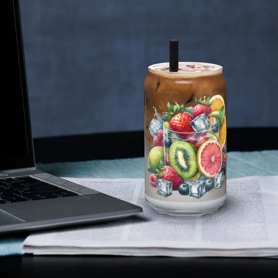 Fruit juice with fruit slice mixed water affect, design_06-Can-Shaped Glass product image (3)