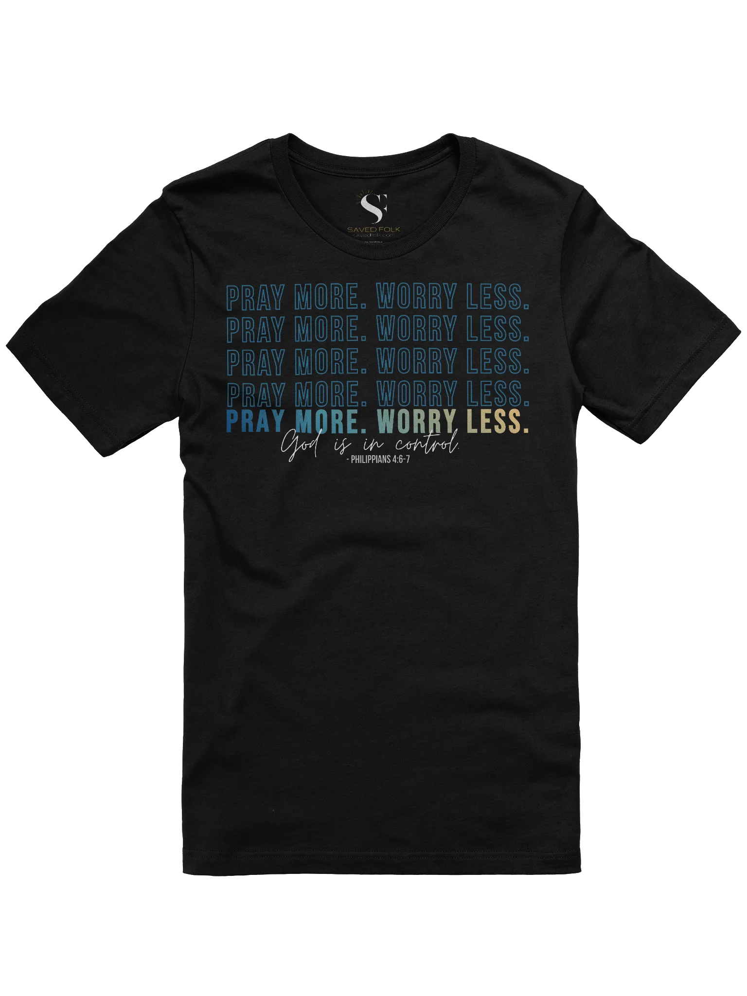 Pray More Worry Less 2.0 - Unisex Tee - Teal Gradient product image (2)