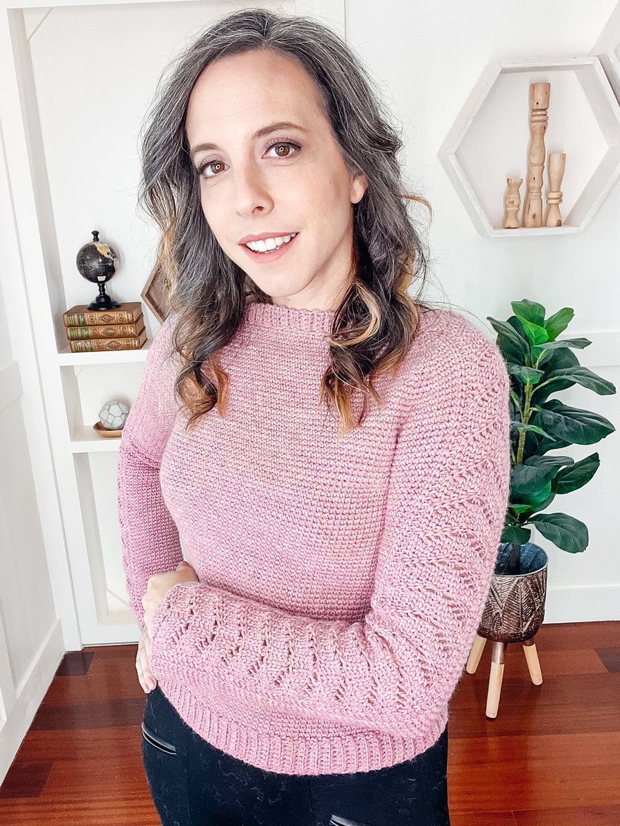 Crochet Along and Create a Beautiful Lace Sleeve Sweater! Lace Sleeve Crochet Sweater (9 Sizes) product image (4)