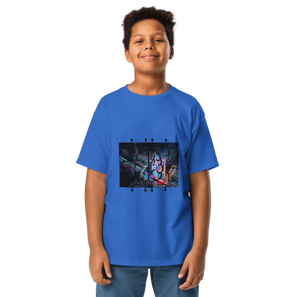 Neon AI Brain Circuit Youth Tee product image (1)