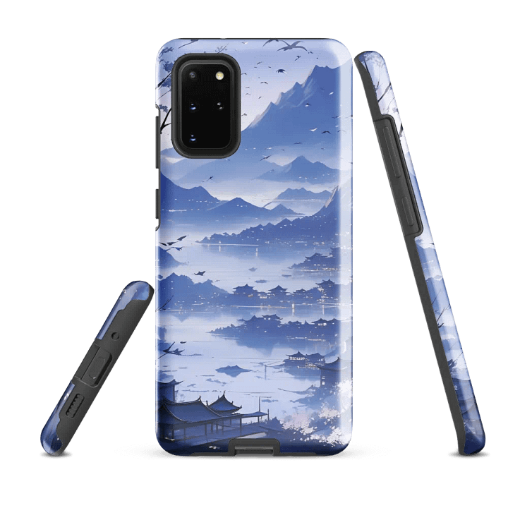 Tough Phone Case for Samsung® - Japanese Village in Shades of Blue product image (5)
